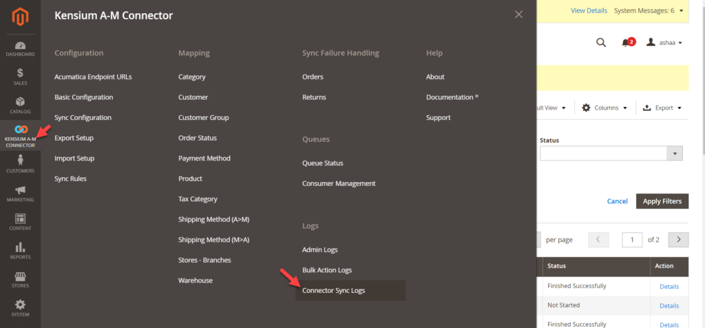 Connector Sync Logs